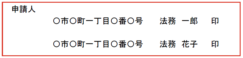 共有者全員で申請する場合の申請人の書き方